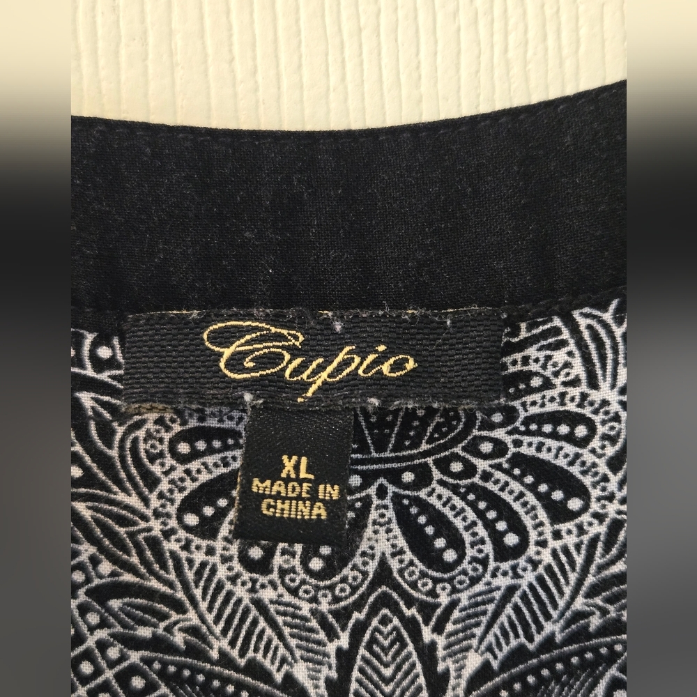 Cupio Black and White Asymmetrical Dress Sz XL 100% Viscose - Picture 5 of 8